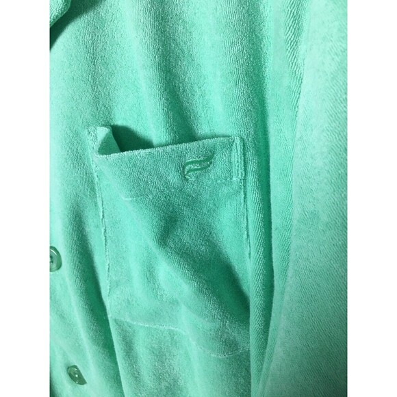 Fabletics Top Women's Size 1X Green Island Terry Cloth Button Up - Picture 6 of 8
